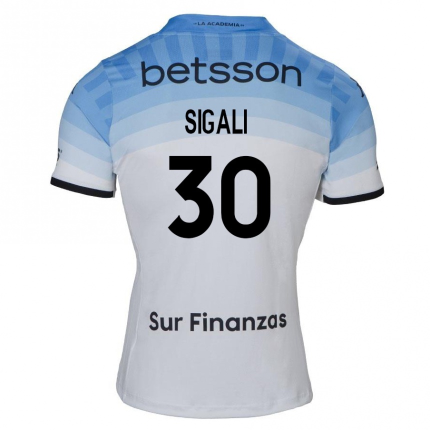 Men Football Leonardo Sigali #30 White Blue Black Away Jersey 2024/25 T-Shirt Za