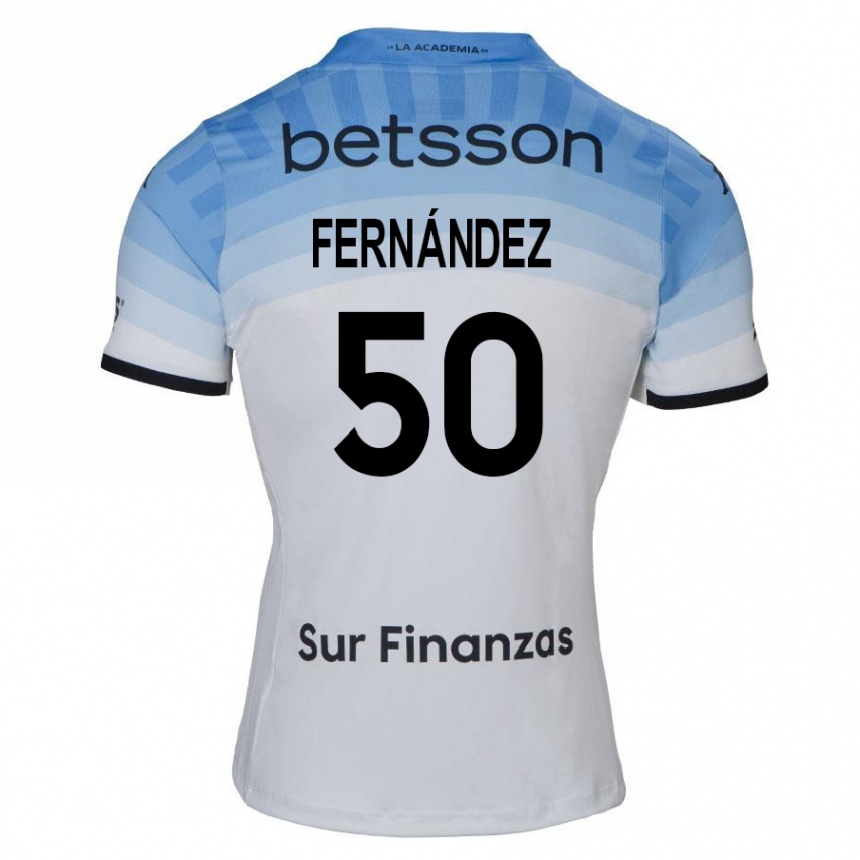 Men Football Román Fernández #50 White Blue Black Away Jersey 2024/25 T-Shirt Za