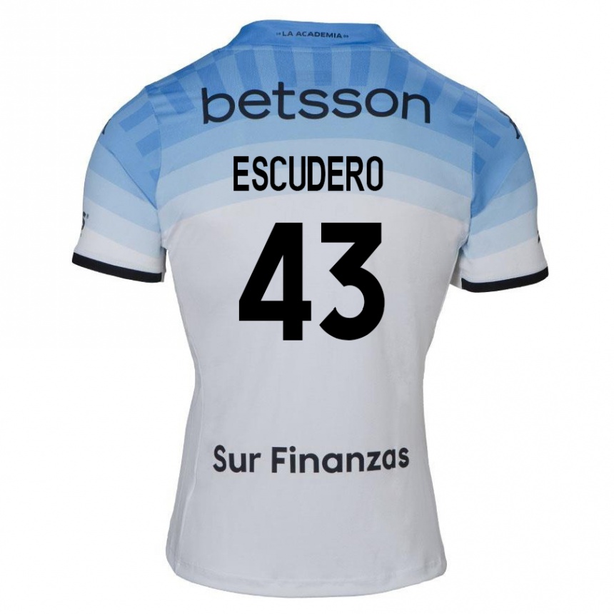 Men Football Gonzalo Escudero #43 White Blue Black Away Jersey 2024/25 T-Shirt Za