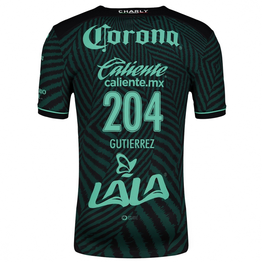 Men Football Gabriel Gutiérrez #204 Black Green Away Jersey 2024/25 T-Shirt Za