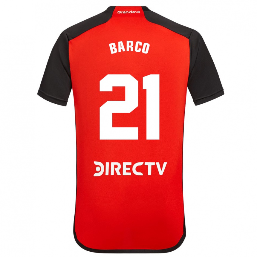 Men Football Esequiel Barco #21 Red Black White Away Jersey 2024/25 T-Shirt Za