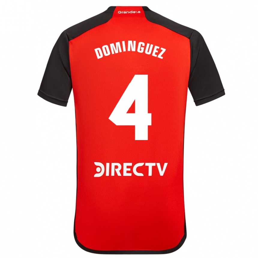 Men Football Evelyn Sofía Domínguez #4 Red Black White Away Jersey 2024/25 T-Shirt Za