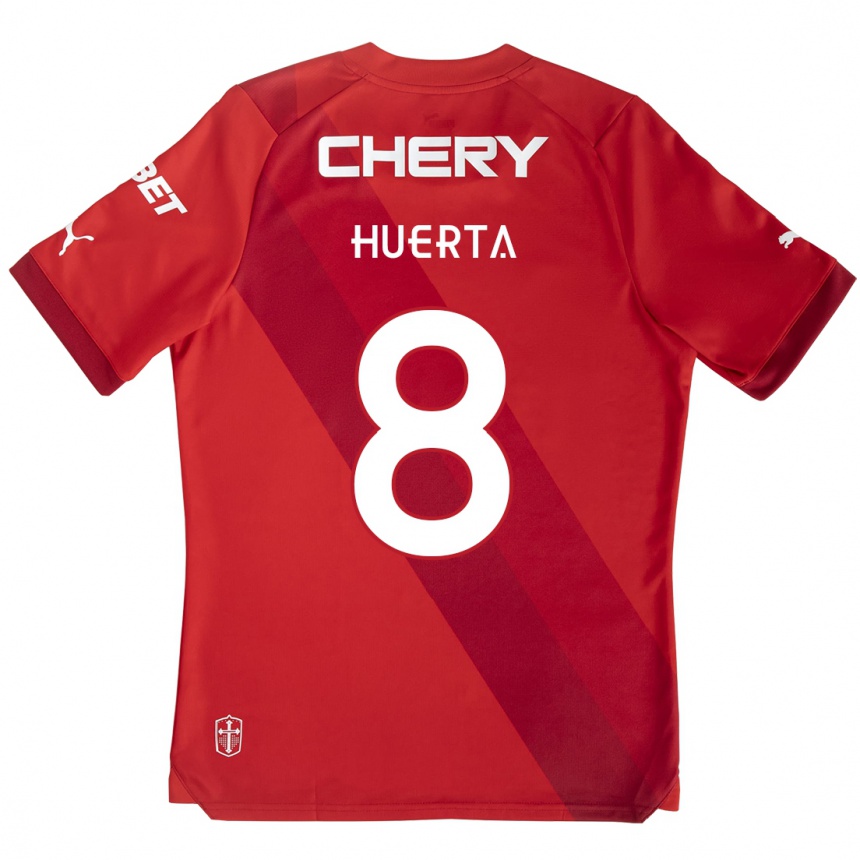 Men Football Valber Huerta #8 Red White Away Jersey 2024/25 T-Shirt Za