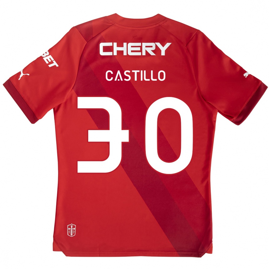 Men Football Nicolás Castillo #30 Red White Away Jersey 2024/25 T-Shirt Za