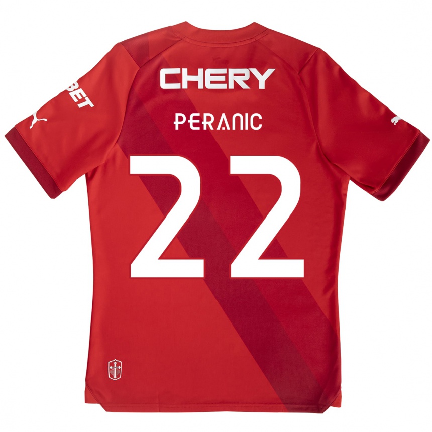 Men Football Nicolás Peranic #22 Red White Away Jersey 2024/25 T-Shirt Za