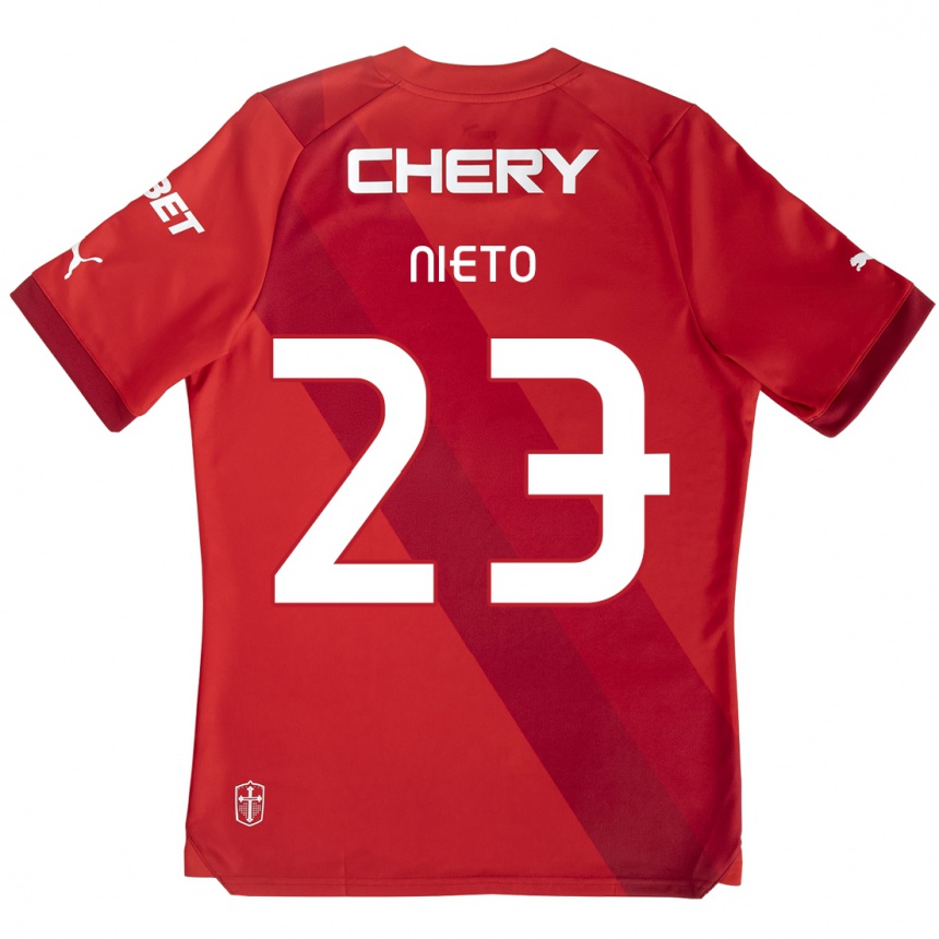 Men Football Byron Nieto #23 Red White Away Jersey 2024/25 T-Shirt Za