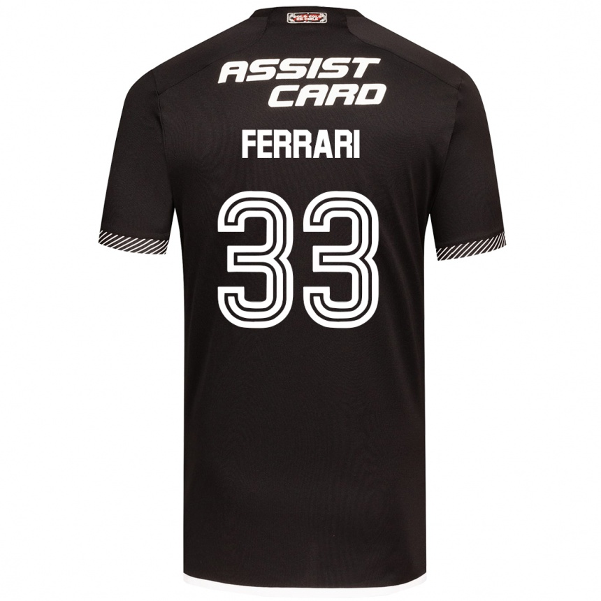 Men Football Matías Ferrari #33 Black White Away Jersey 2024/25 T-Shirt Za