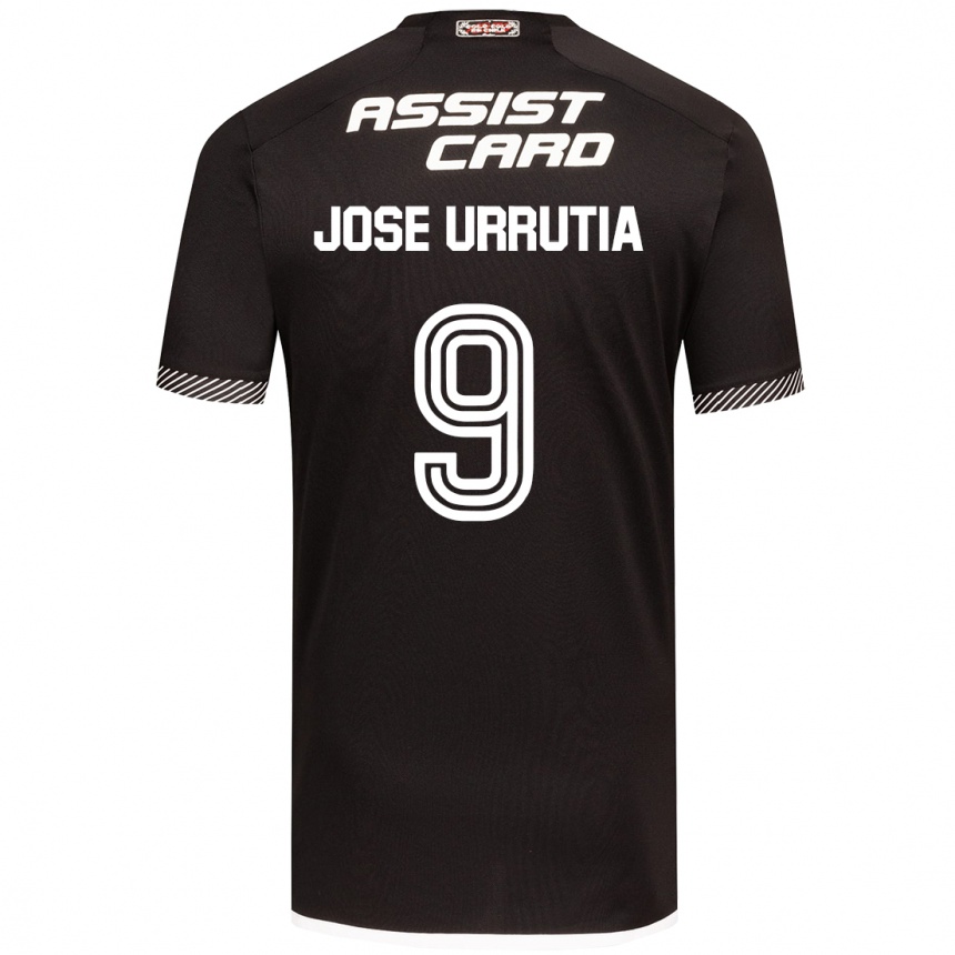 Men Football María José Urrutia #9 Black White Away Jersey 2024/25 T-Shirt Za