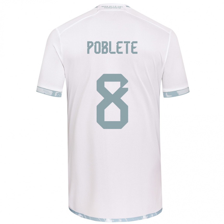 Men Football Israel Poblete #8 White Grey Away Jersey 2024/25 T-Shirt Za