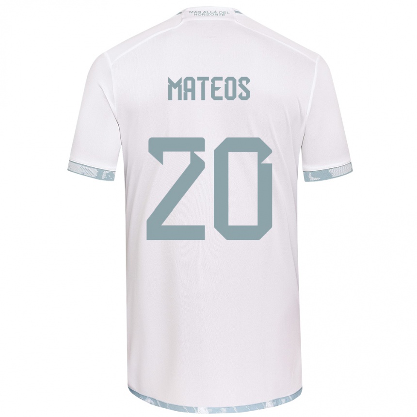 Men Football Federico Mateos #20 White Grey Away Jersey 2024/25 T-Shirt Za