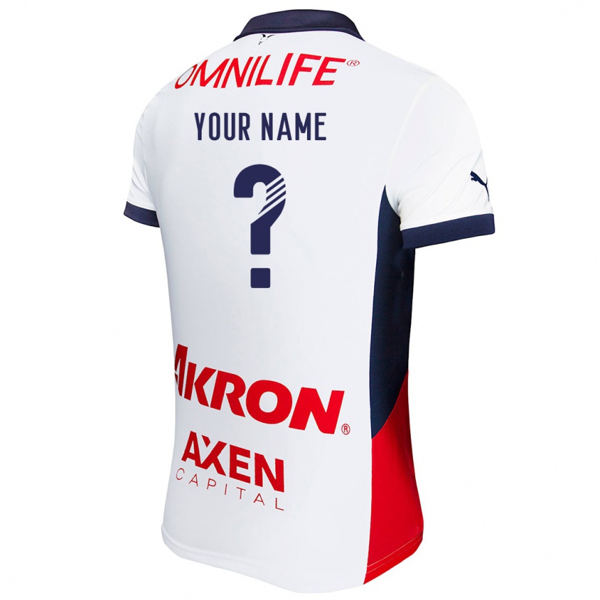 Men Football Your Name #0 White Red Blue Away Jersey 2024/25 T-Shirt Za