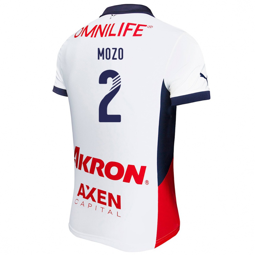 Men Football Alan Mozo #2 White Red Blue Away Jersey 2024/25 T-Shirt Za