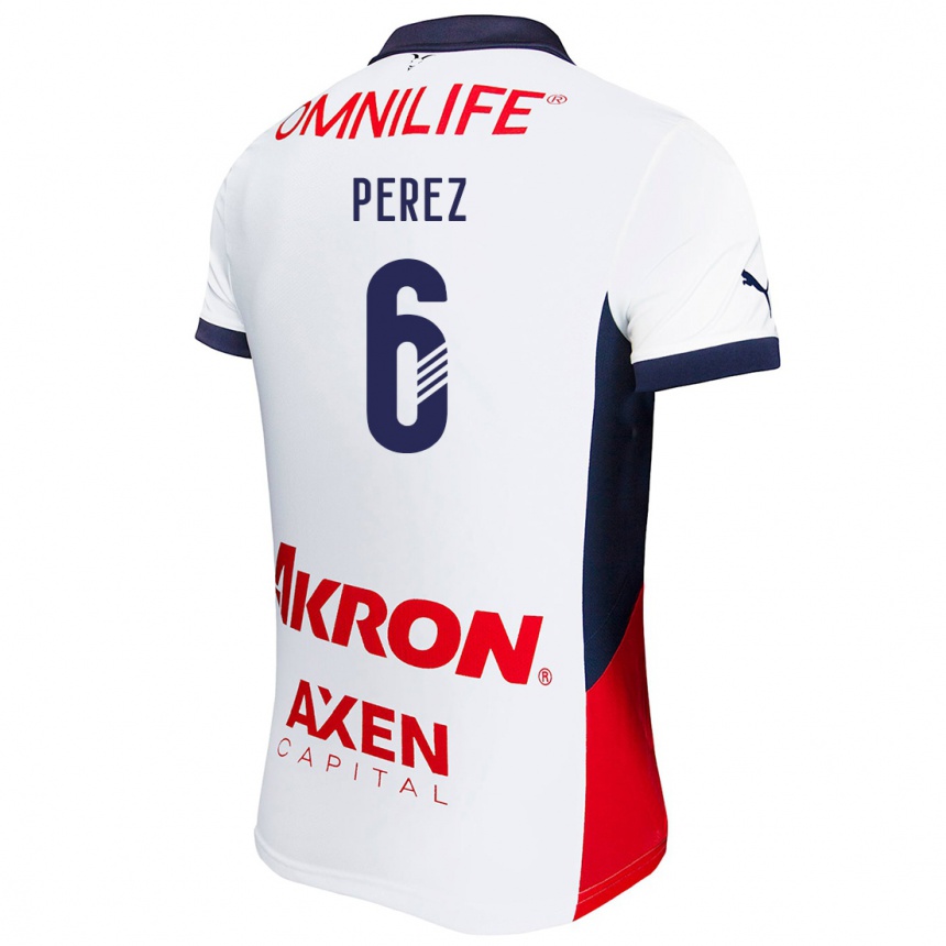 Men Football Pável Pérez #6 White Red Blue Away Jersey 2024/25 T-Shirt Za