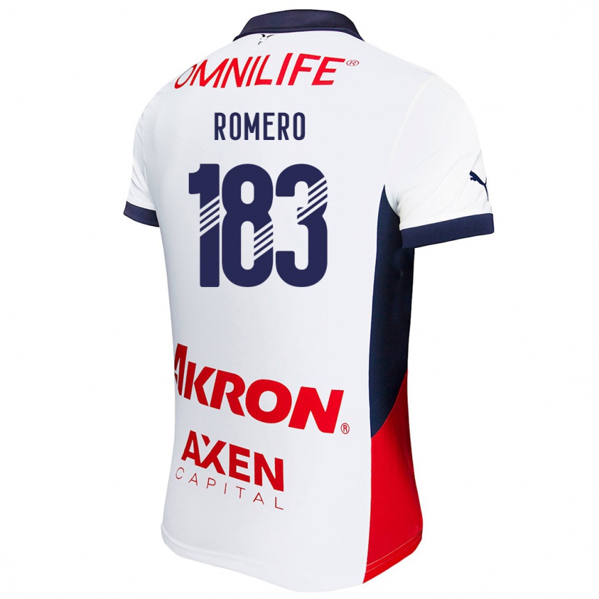 Men Football Javen Romero #183 White Red Blue Away Jersey 2024/25 T-Shirt Za