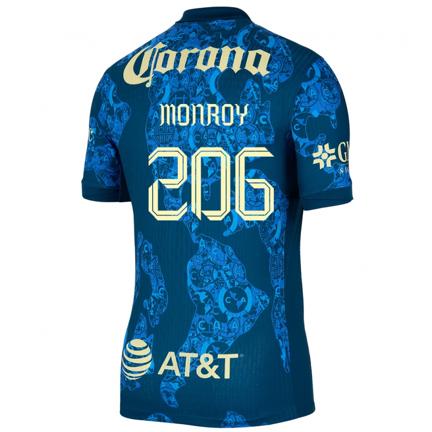 Men Football Diego Monroy #206 Blue Yellow Away Jersey 2024/25 T-Shirt Za