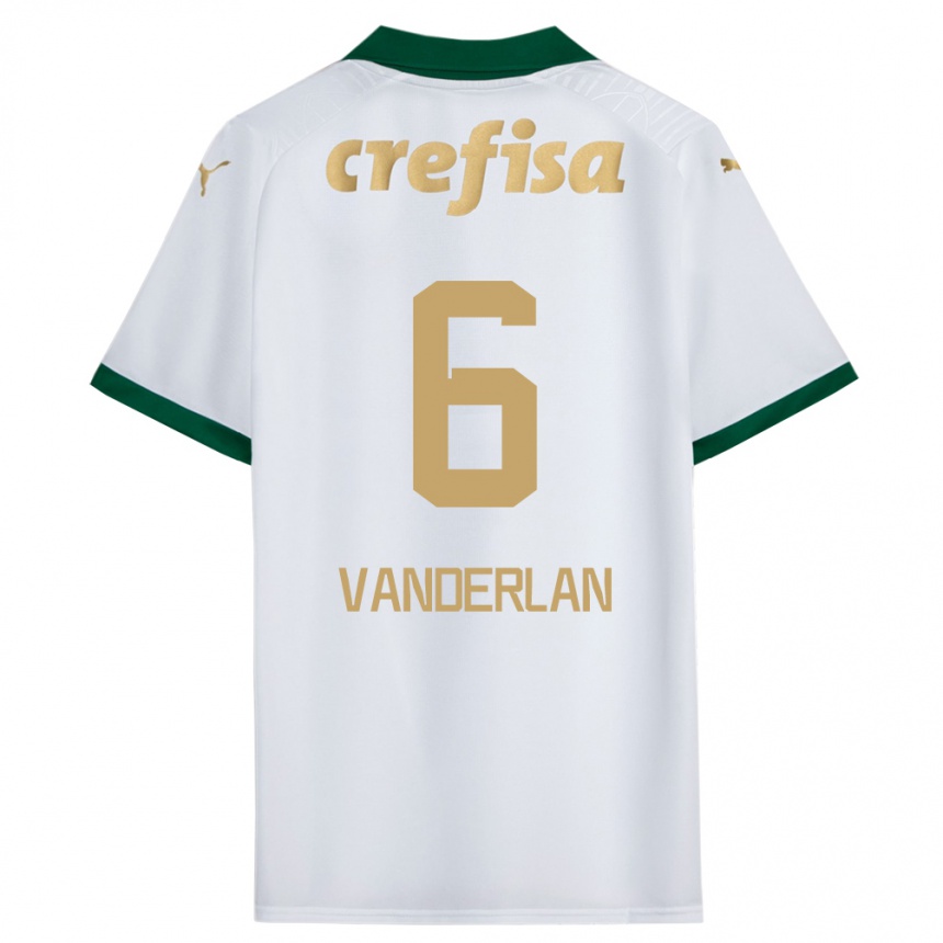 Men Football Vanderlan #6 White Green Away Jersey 2024/25 T-Shirt Za