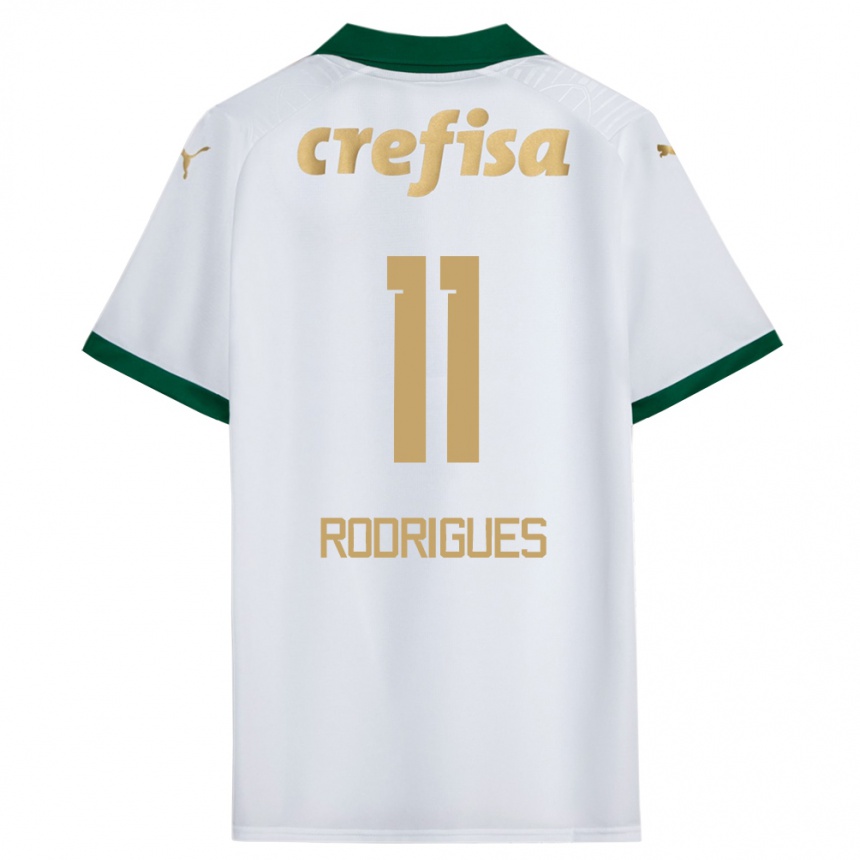 Men Football Bruno Rodrigues #11 White Green Away Jersey 2024/25 T-Shirt Za