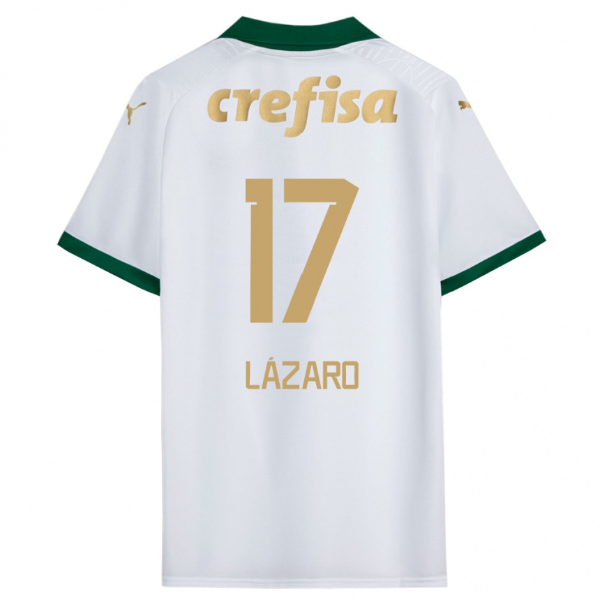 Men Football Lázaro #17 White Green Away Jersey 2024/25 T-Shirt Za