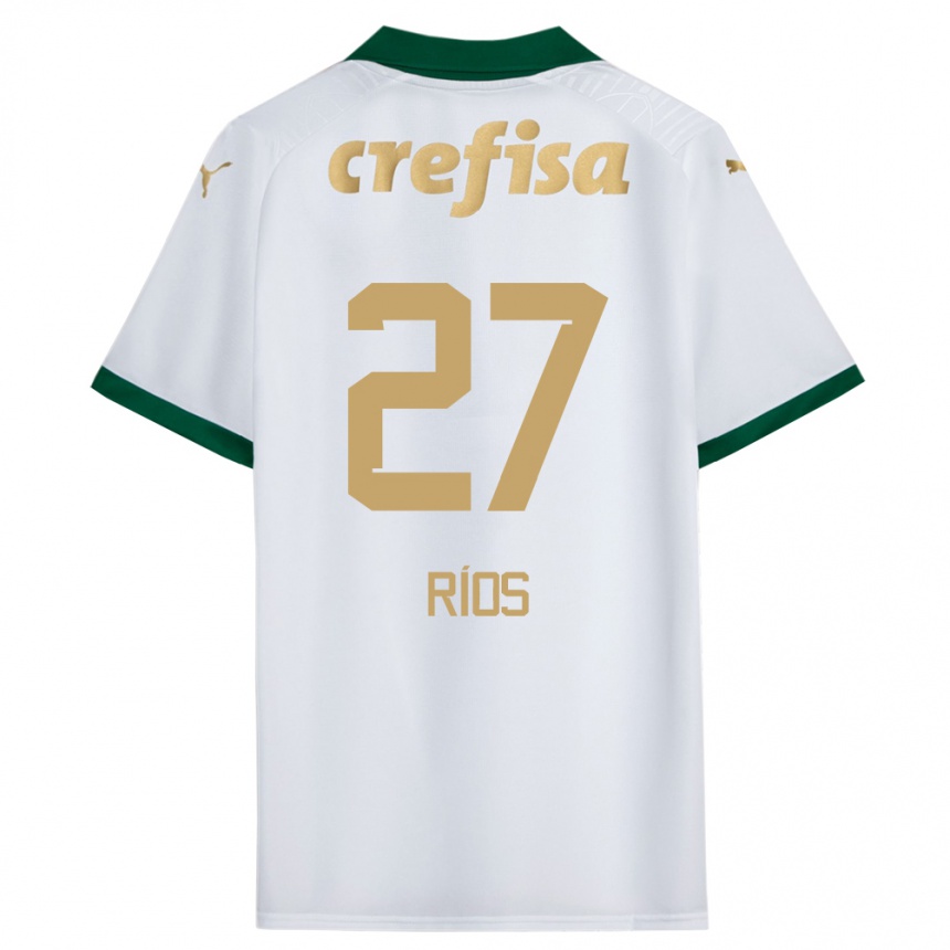 Men Football Richard Ríos #27 White Green Away Jersey 2024/25 T-Shirt Za