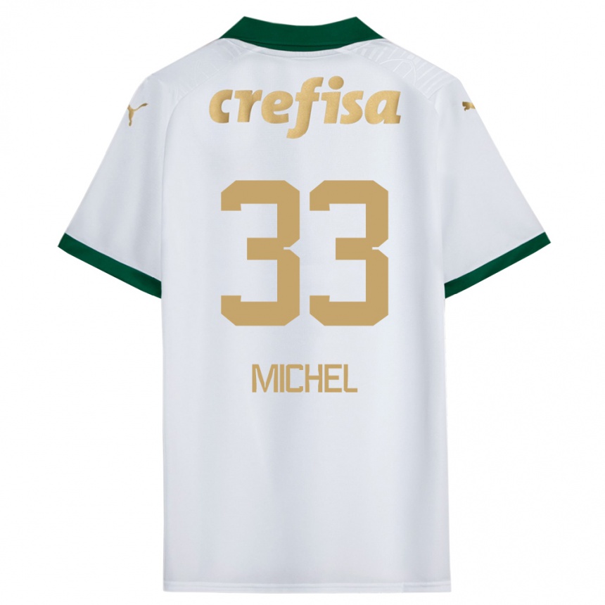 Men Football Michel #33 White Green Away Jersey 2024/25 T-Shirt Za