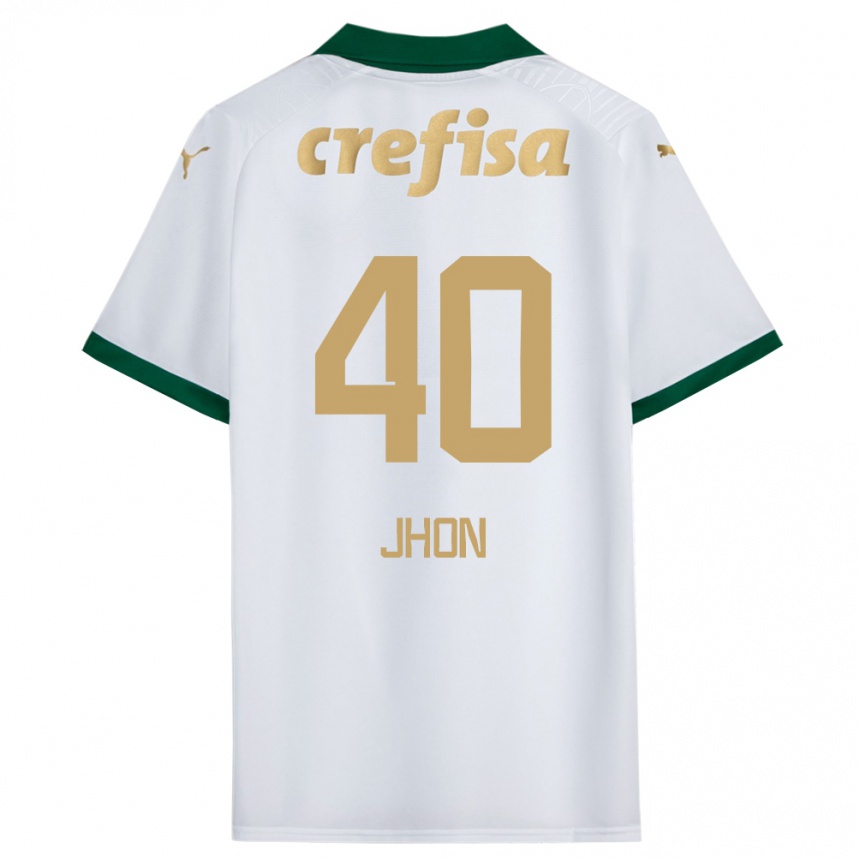 Men Football Jhon Jhon #40 White Green Away Jersey 2024/25 T-Shirt Za