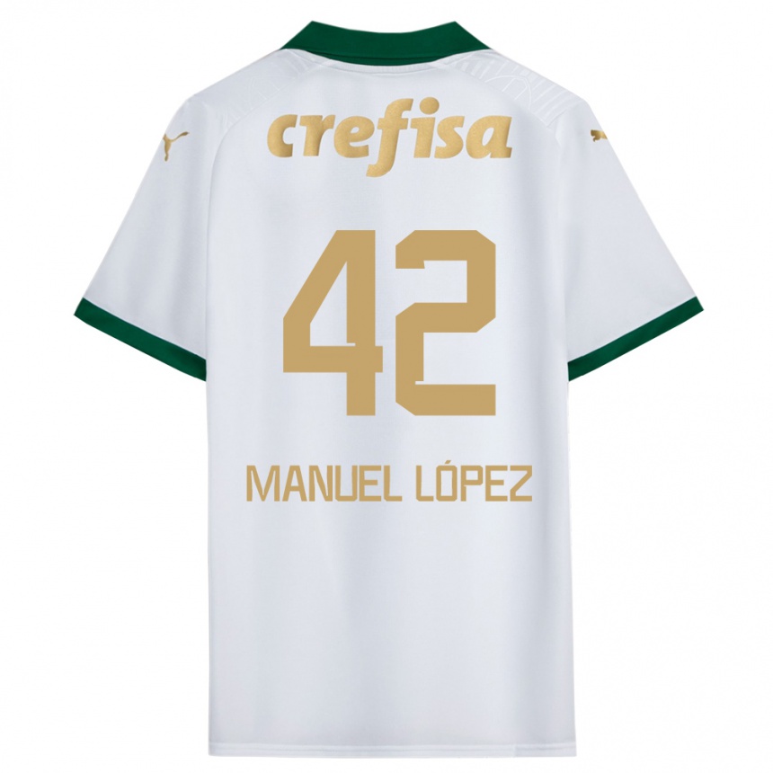 Men Football José Manuel López #42 White Green Away Jersey 2024/25 T-Shirt Za