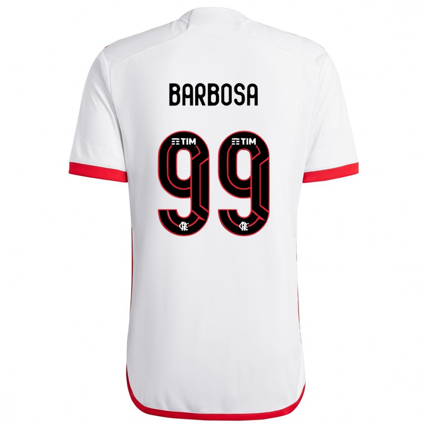 Men Football Gabriel Barbosa #99 White Red Away Jersey 2024/25 T-Shirt Za