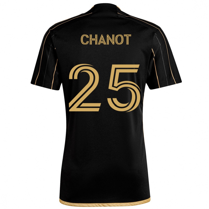 Women Football Maxime Chanot #25 Black Gold Home Jersey 2024/25 T-Shirt Za