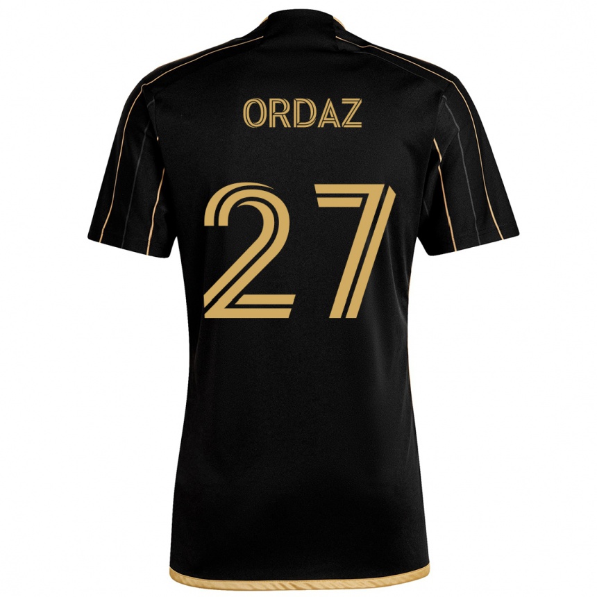 Women Football Nathan Ordaz #27 Black Gold Home Jersey 2024/25 T-Shirt Za