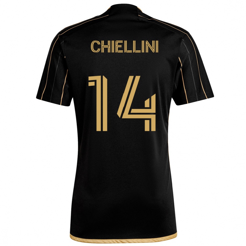 Women Football Giorgio Chiellini #14 Black Gold Home Jersey 2024/25 T-Shirt Za