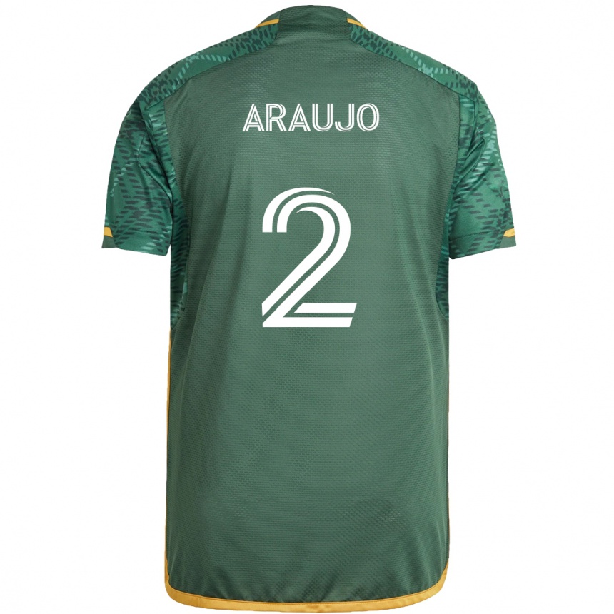 Women Football Miguel Araujo #2 Green Orange Home Jersey 2024/25 T-Shirt Za