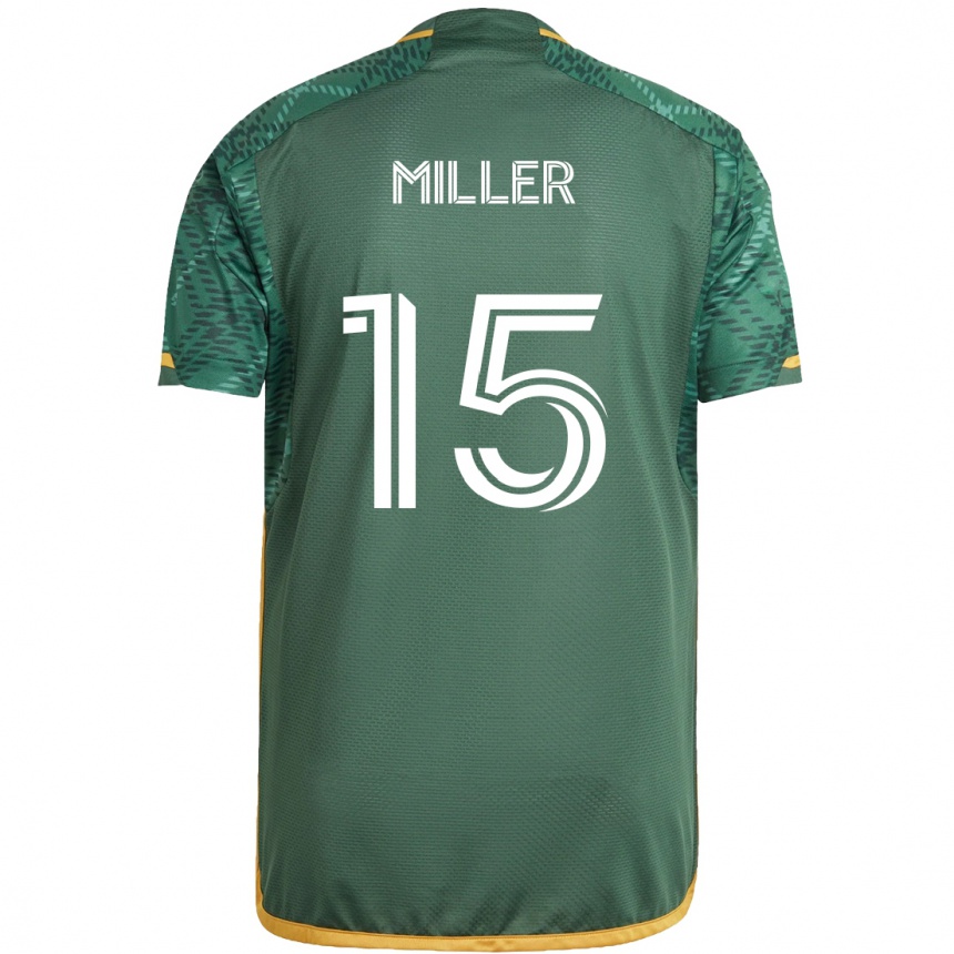 Women Football Eric Miller #15 Green Orange Home Jersey 2024/25 T-Shirt Za