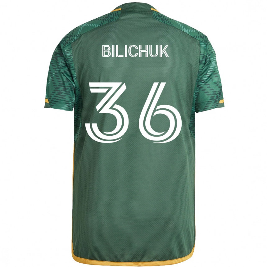 Women Football Ryan Bilichuk #36 Green Orange Home Jersey 2024/25 T-Shirt Za