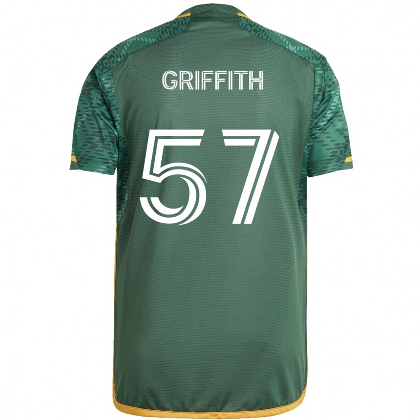 Women Football Víctor Griffith #57 Green Orange Home Jersey 2024/25 T-Shirt Za