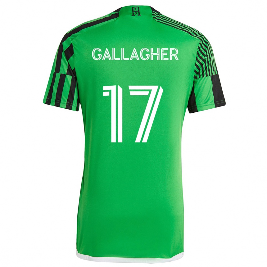 Women Football Jon Gallagher #17 Green Black Home Jersey 2024/25 T-Shirt Za