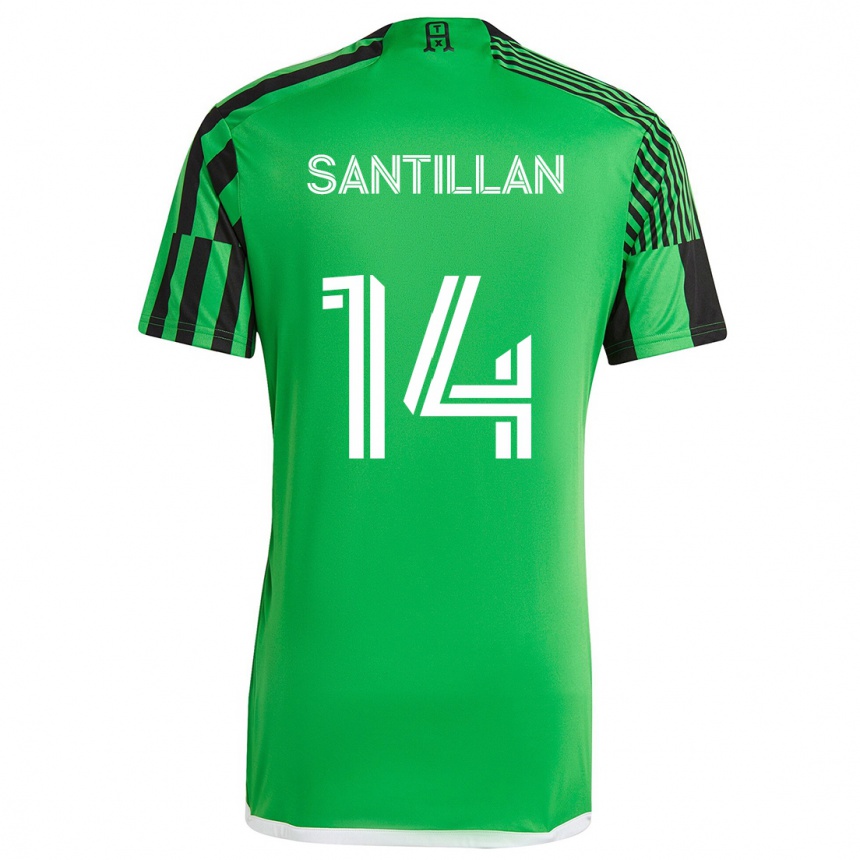 Women Football Jonathan Santillan #14 Green Black Home Jersey 2024/25 T-Shirt Za