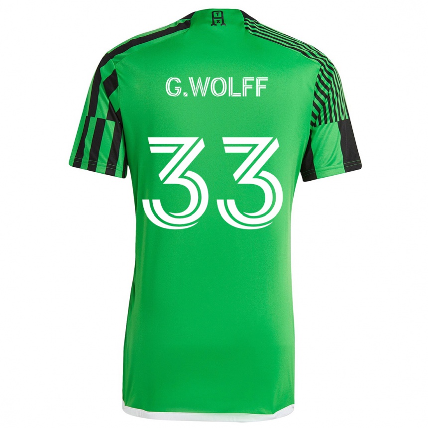 Women Football Gavin Wolff #33 Green Black Home Jersey 2024/25 T-Shirt Za