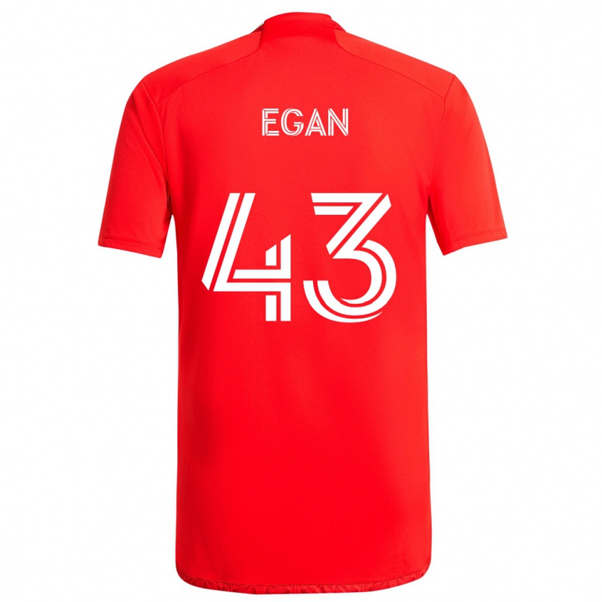 Women Football Noah Egan #43 Red White Home Jersey 2024/25 T-Shirt Za