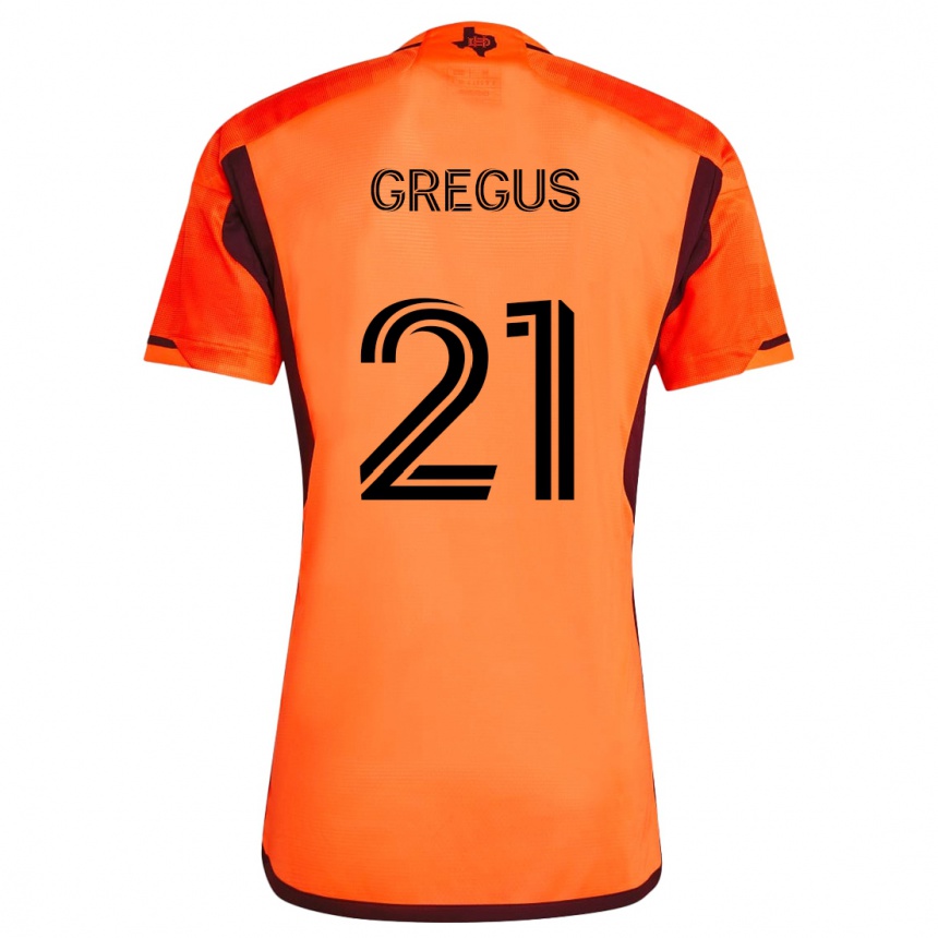 Women Football Ján Gregus #21 Orange Black Home Jersey 2024/25 T-Shirt Za