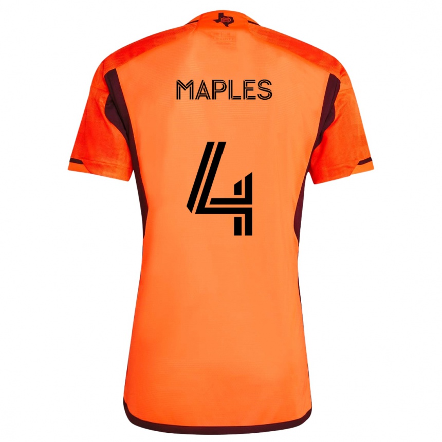 Women Football Talen Maples #4 Orange Black Home Jersey 2024/25 T-Shirt Za