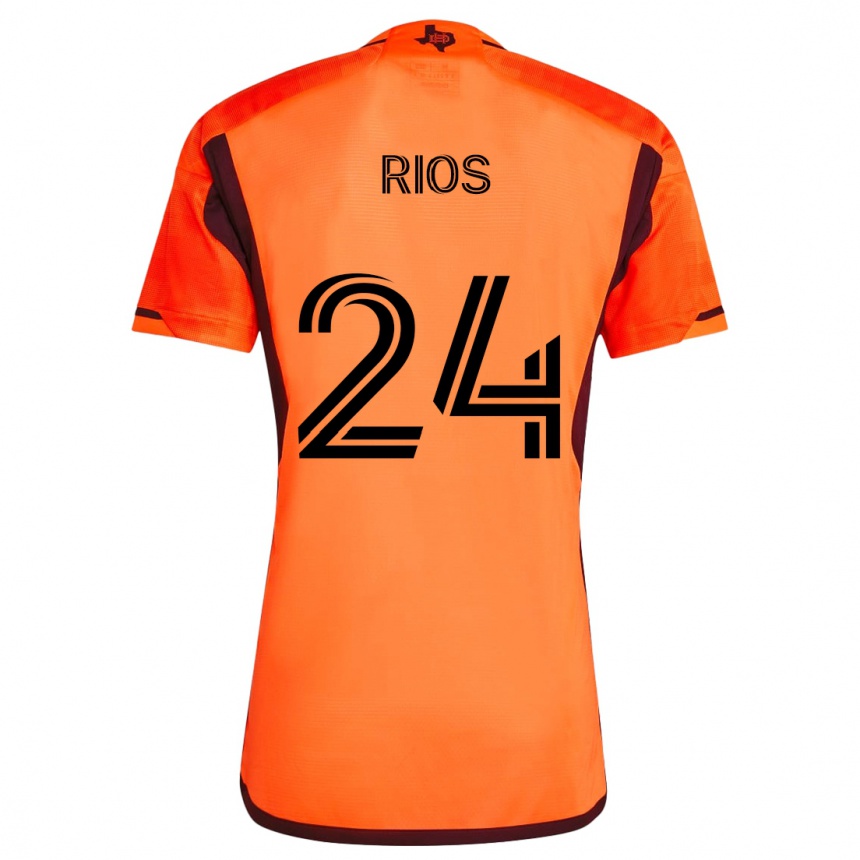 Women Football Paolo Ríos #24 Orange Black Home Jersey 2024/25 T-Shirt Za