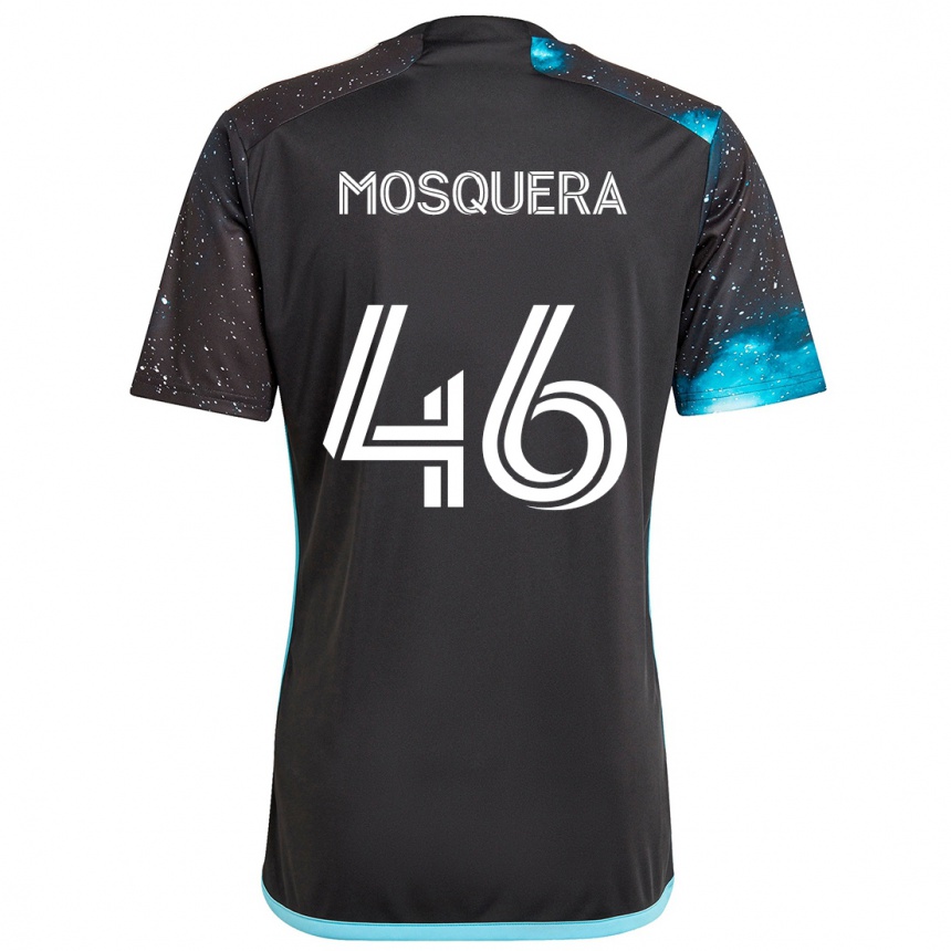 Women Football Juan Camilo Mosquera #46 Black Blue Home Jersey 2024/25 T-Shirt Za