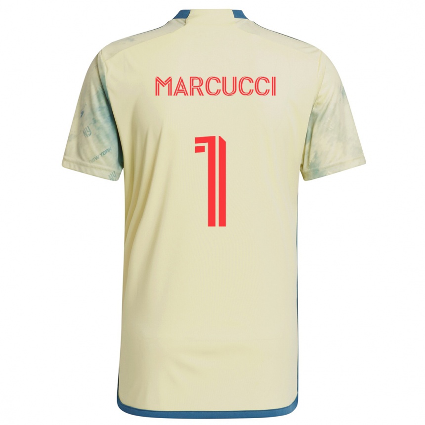 Women Football Aj Marcucci #1 Yellow Red Blue Home Jersey 2024/25 T-Shirt Za