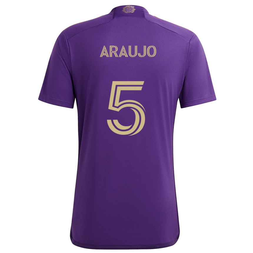 Women Football César Araújo #5 Purple Yellow Home Jersey 2024/25 T-Shirt Za