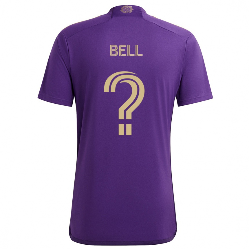 Women Football Dominic Bell #0 Purple Yellow Home Jersey 2024/25 T-Shirt Za