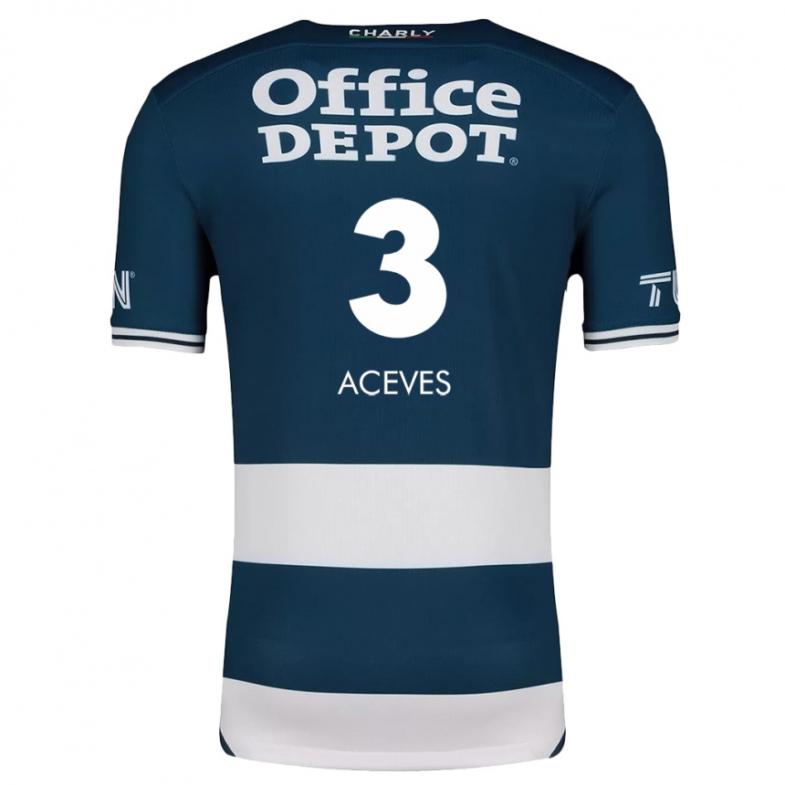 Women Football Alonso Aceves #3 Blue White Home Jersey 2024/25 T-Shirt Za