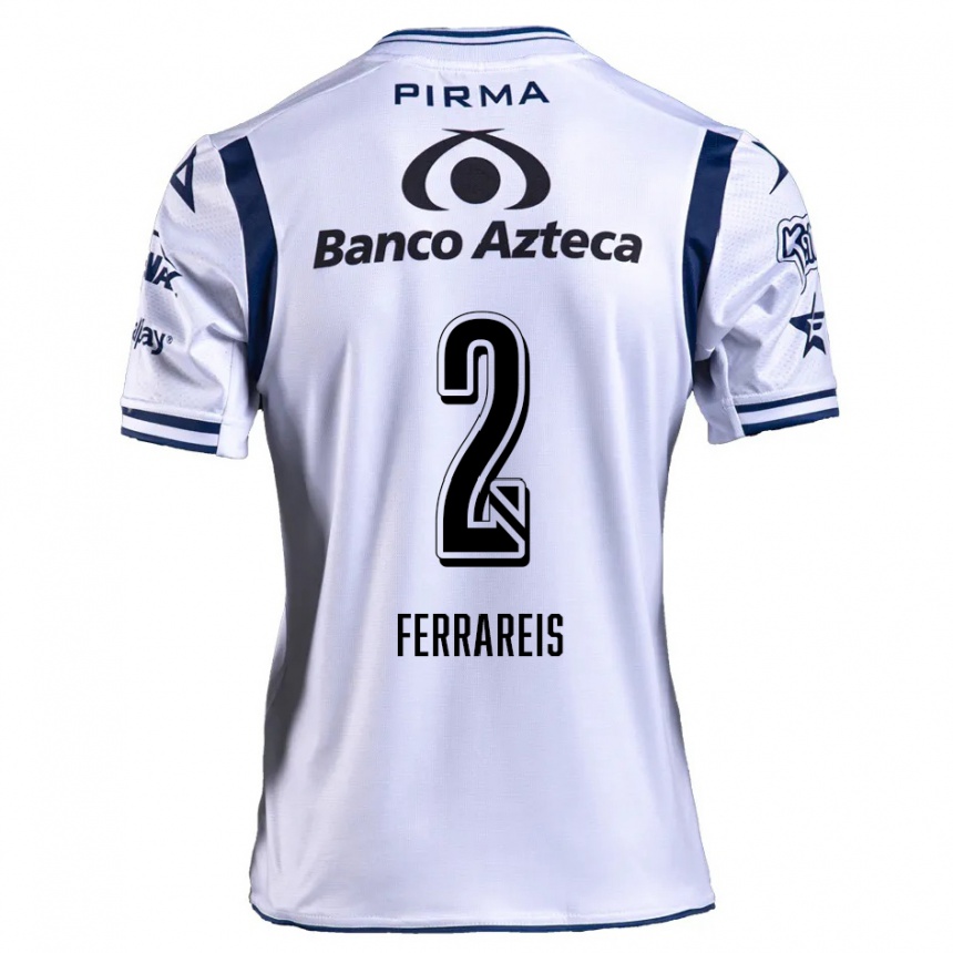 Women Football Gustavo Ferrareis #2 White Navy Blue Home Jersey 2024/25 T-Shirt Za