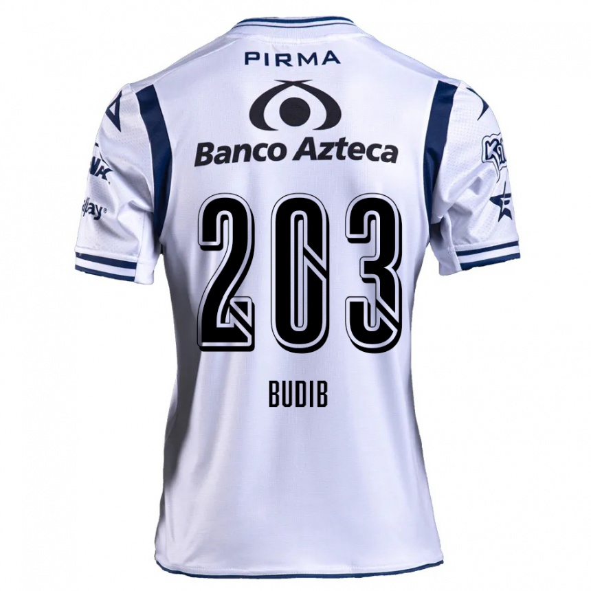 Women Football Pedro Budib #203 White Navy Blue Home Jersey 2024/25 T-Shirt Za