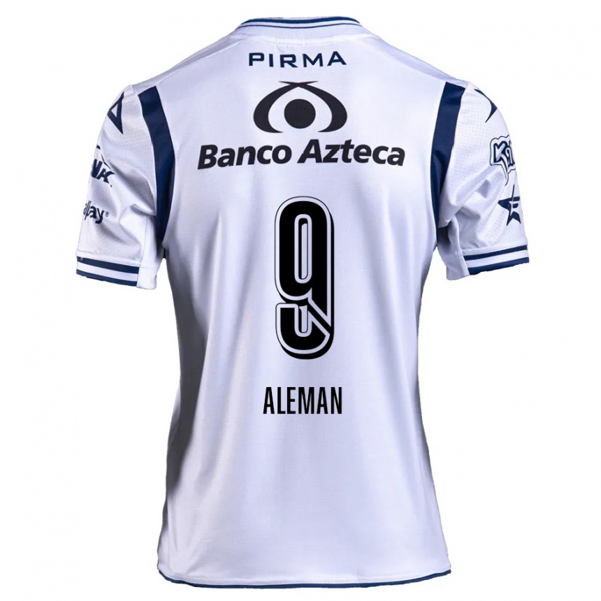 Women Football Nelly Alemán #9 White Navy Blue Home Jersey 2024/25 T-Shirt Za