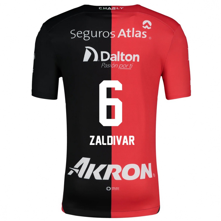 Women Football Édgar Zaldívar #6 Red Black Home Jersey 2024/25 T-Shirt Za